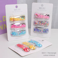Quicksand Glitter BB Hair Clips for Girls – Gradient Sequin Side Bangs Clips (3-Piece Set)