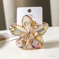 Frangipani Flower Hair Claw — Transparent, 8cm (Pink)