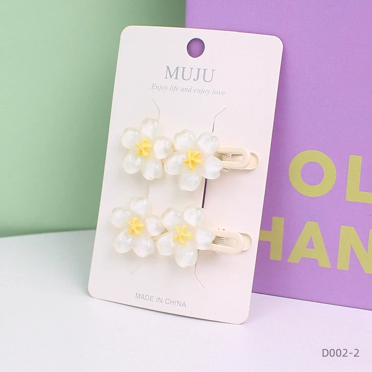 Jelly Sakura Flower Side Hair Clips for Girls – Sweet Summer Bangs Hairpins (2-Pack)