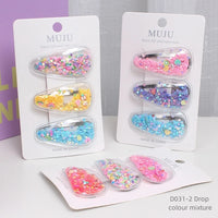 Quicksand Glitter BB Hair Clips for Girls – Gradient Sequin Side Bangs Clips (3-Piece Set)