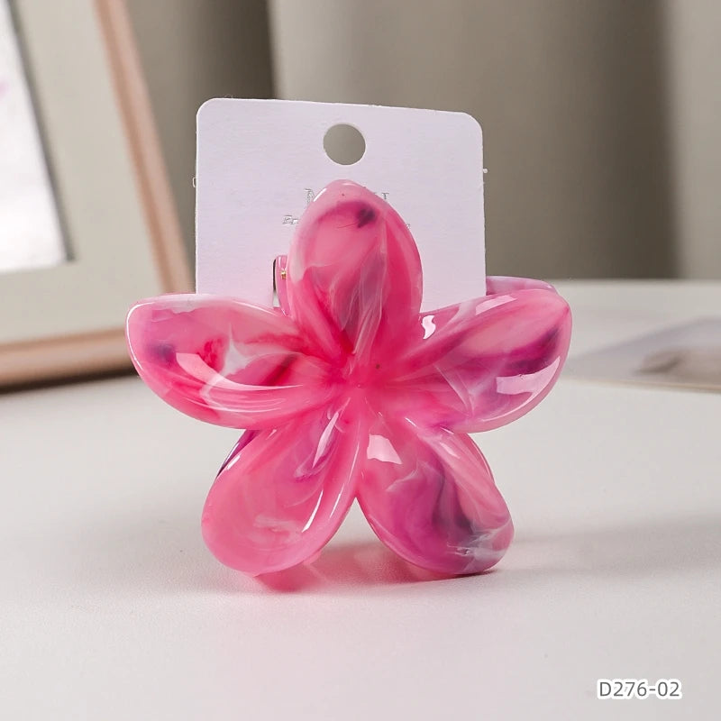 Chroma Flower Hair Claw Clip for Women – Gradient Marble Floral Claw (8cm)