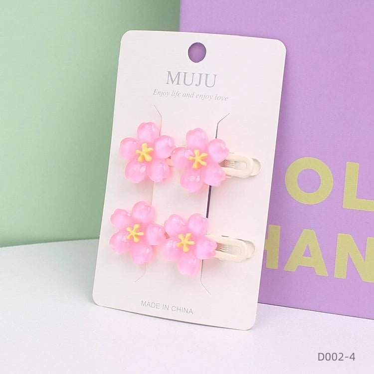 Jelly Sakura Flower Side Hair Clips for Girls – Sweet Summer Bangs Hairpins (2-Pack)