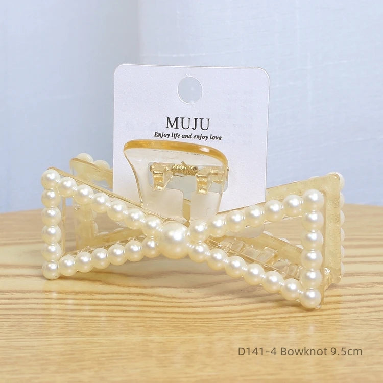 Light Luxury Pearl Claw Hair Clips 11cm Fashionable Plastic Styling for Back Head Shark Rapid Sample Available