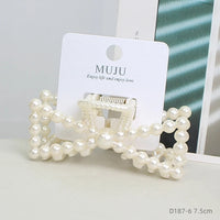 Korean Pearl Hair Claw Clip for Women – Mermaid Retro Temperament Shark Clip (7.5cm)