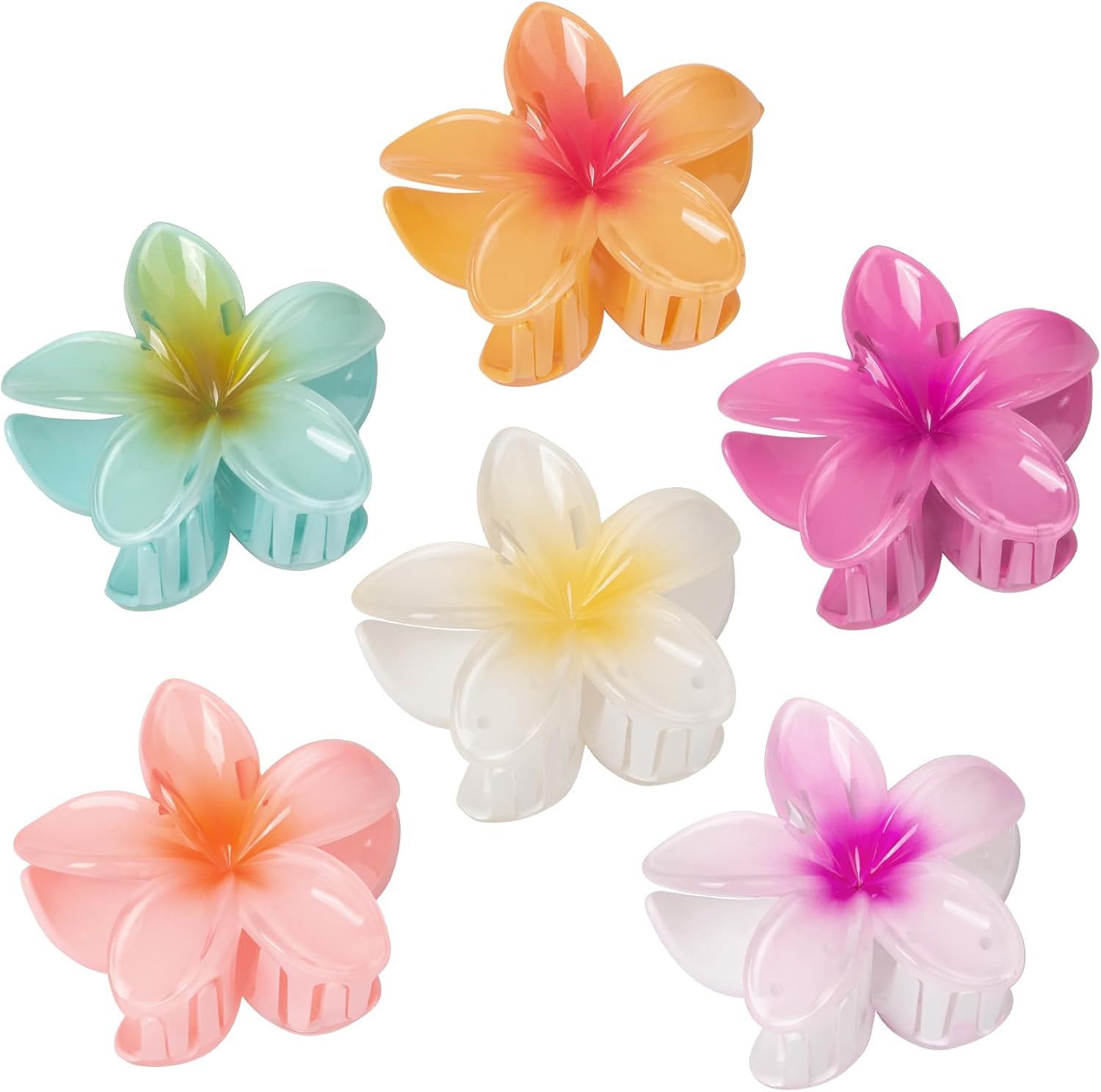 6 Pcs Flower Hair Claw Clips, Hawaiian Hair Clips for Women, Beach Cute Hair Accessories