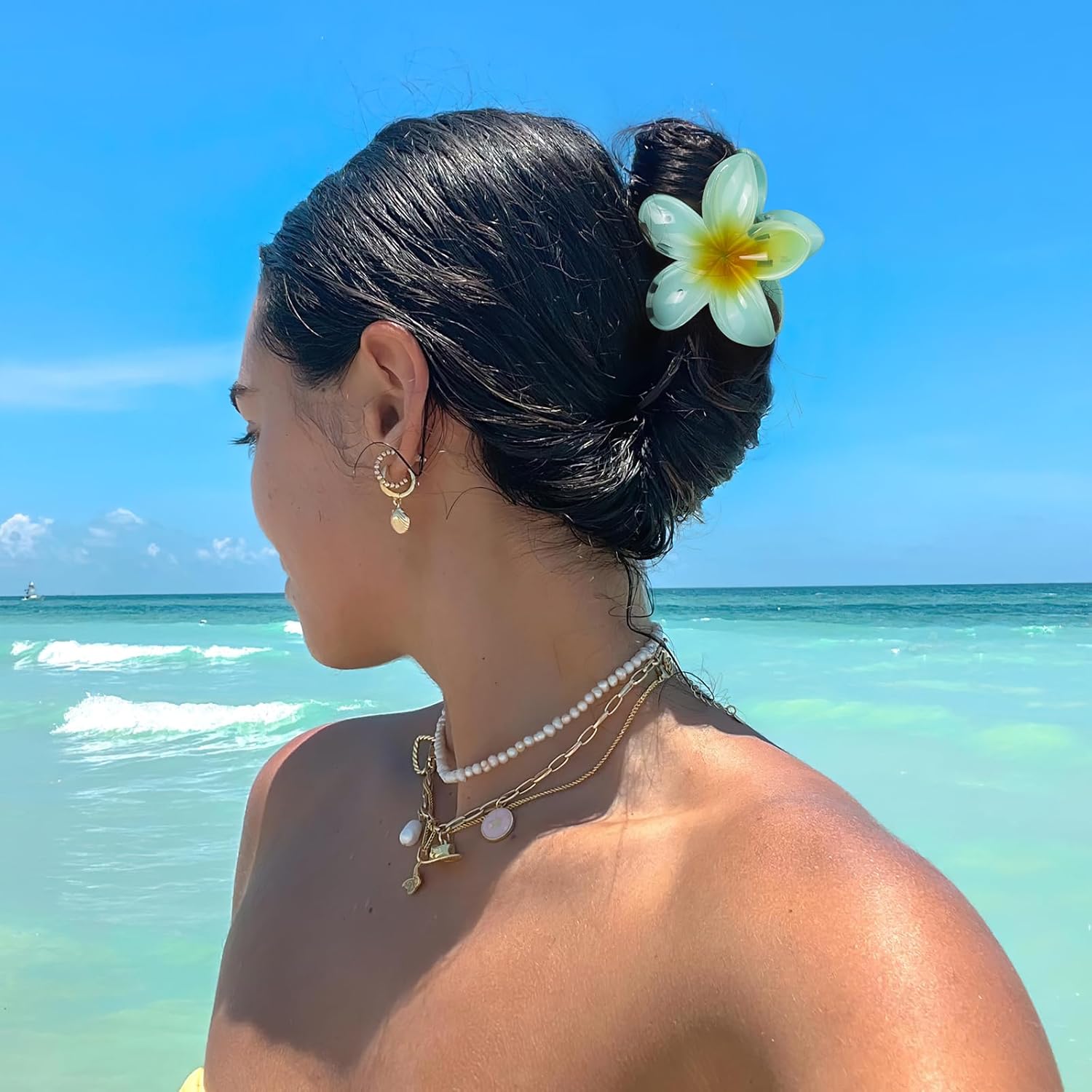 6 Pcs Flower Hair Claw Clips, Hawaiian Hair Clips for Women, Beach Cute Hair Accessories