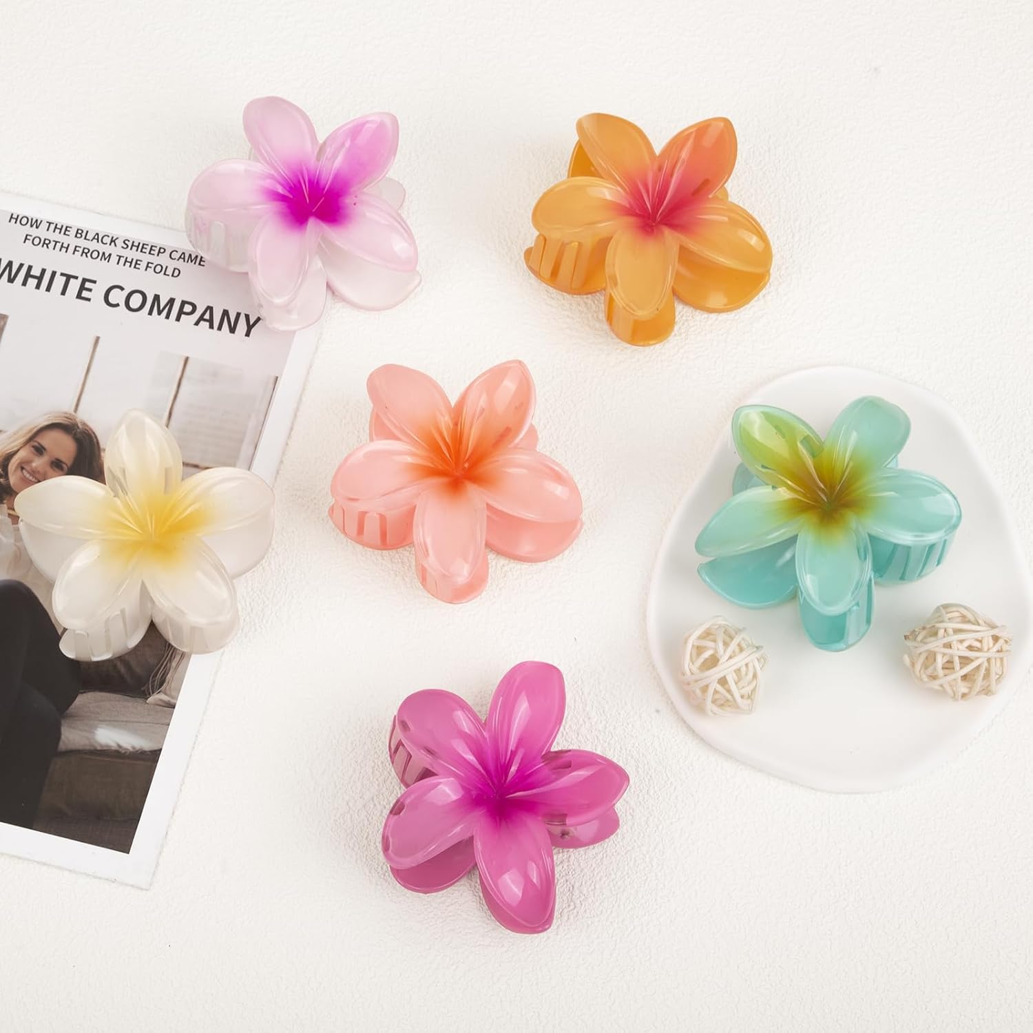 6 Pcs Flower Hair Claw Clips, Hawaiian Hair Clips for Women, Beach Cute Hair Accessories