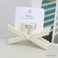 Korean Pearl Hair Claw Clip for Women – Mermaid Retro Temperament Shark Clip (7.5cm)