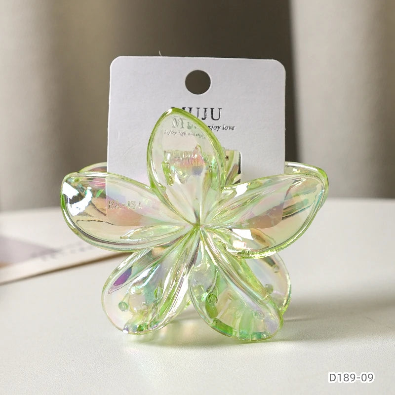 Frangipani Flower Hair Claw — Transparent, 8cm (Amber)