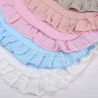 Ruffled Solid Color Soft Breathable Comfortable Cotton Muslin Baby Frilly Bibs Saliva Burp Cloth Baby Bandana Drool Cloth