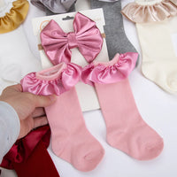 Baby Ruffle Socks & Hair Bow Headband Set — Cotton, Pack of 3