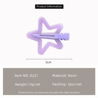 Jelly Star Hair Clips for Girls – Sweet Resin Bangs Clips (2 Pairs)