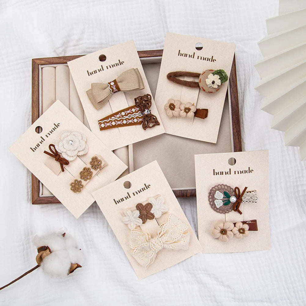 Candy Colour Lace Fabric Hairpins for Kids — Pack of 2