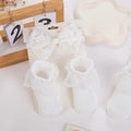 White Christening Lace Headband & Ruffle Socks Set — 3 Piece