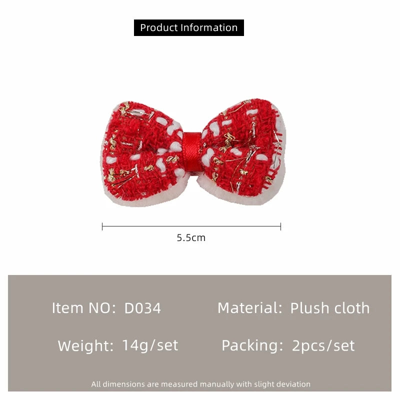 Red New Year Bow & Butterfly Hair Clips for Kids – Festive Metal Hairpins (2-Pack)