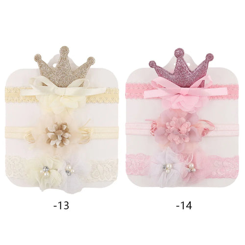 3Pics/Set Korean Crown Headband for Girls Newborn Baby Photography Props Anti-Bacterial Hairbands Wholesale for Spring Season