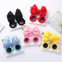 2Pcs/Set Wholesale Nylon Headband Sunglasses Set Sweet Bow Floral Plastic Glasses Combination Photography Supplies