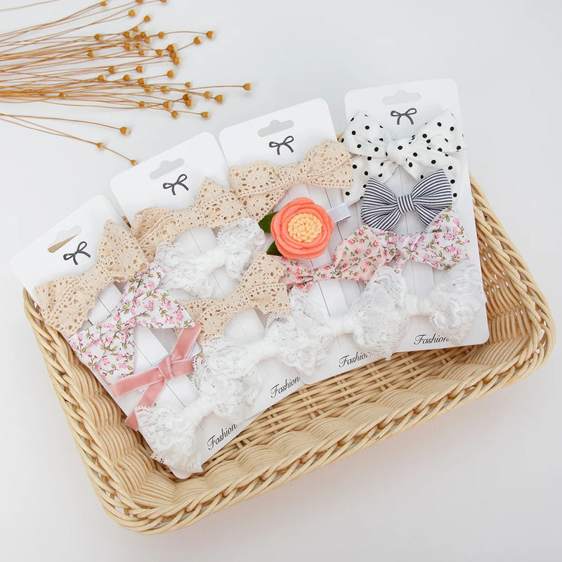 Spring and Summer Lace Flower Hairpin Set 4Pics/Set Baby Hairclips Princess Hair Accessories Wholesale