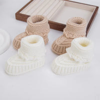 Newborn Winter Knit Booties — Soft Cotton, 0–12M