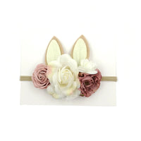 Lovely Baby Girls Easter Day Headband Rabbit Ear Newborn Photo Props Cute Elastic Flower Crown Hairbands Party Hair Accessories