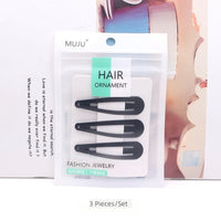 Korean Water Drop Barrette Hair Clip for Women – Sleek Black Metal Hairpin