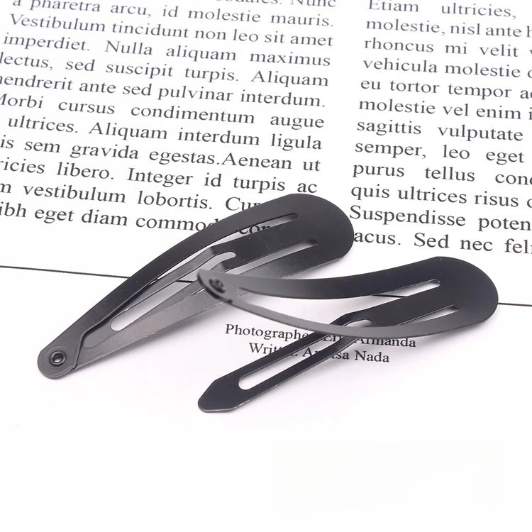 Korean Water Drop Barrette Hair Clip for Women – Sleek Black Metal Hairpin