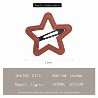 Korean Cloud & Star Snap Hair Clips – PU Leather Hairpins for Women (2-Piece Set)