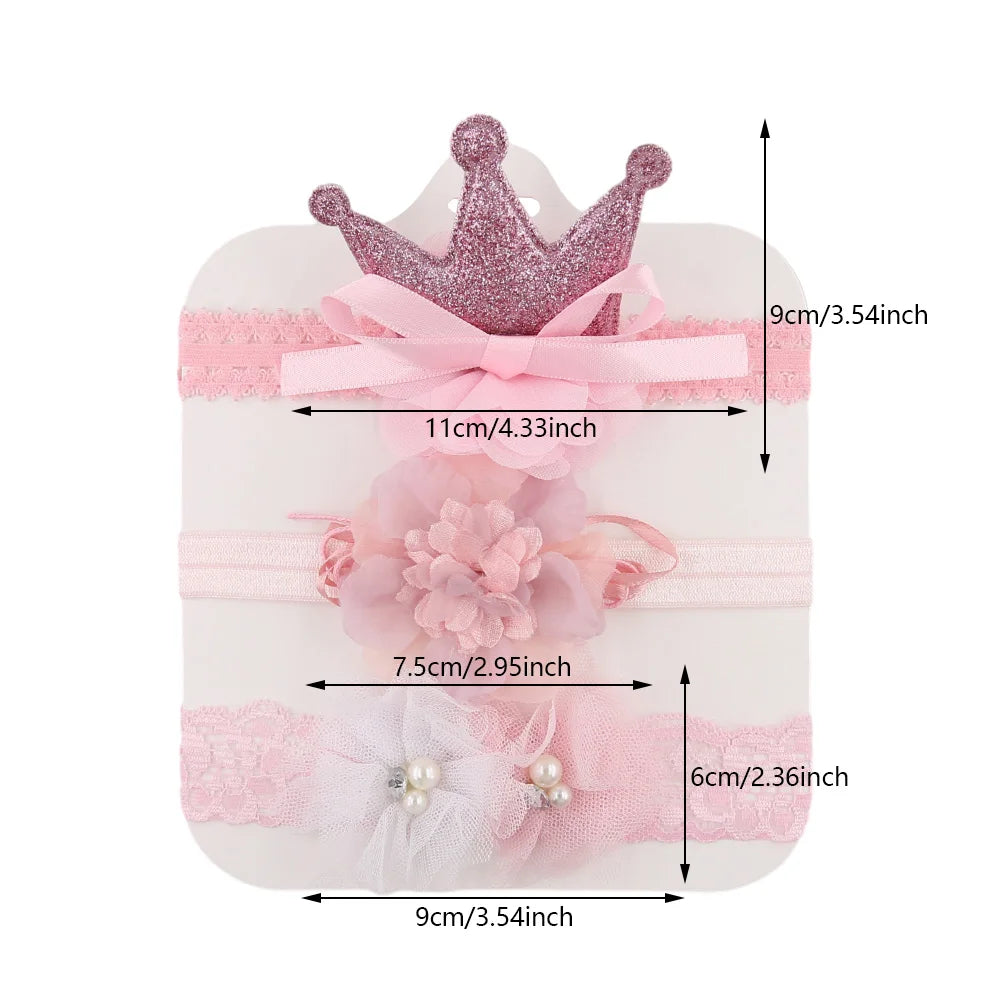 3Pics/Set Korean Crown Headband for Girls Newborn Baby Photography Props Anti-Bacterial Hairbands Wholesale for Spring Season