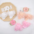 Hot Selling Newborn Floral Photography Props Soft Elastic Hair Band Casual Knitted Pearl Rhinestone Lace Headbands Socks Set