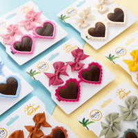 2025 New 3-Piece Photography Accessories Sweet Solid Resin Glasses Ribbon Hair Clip Set with Heart Shaped Sunglasses