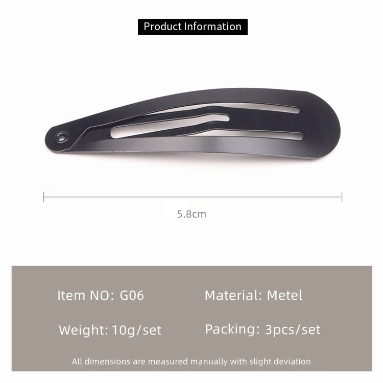 Korean Water Drop Barrette Hair Clip for Women – Sleek Black Metal Hairpin
