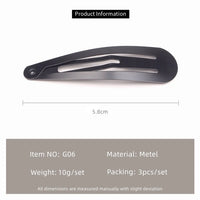Korean Water Drop Barrette Hair Clip for Women – Sleek Black Metal Hairpin