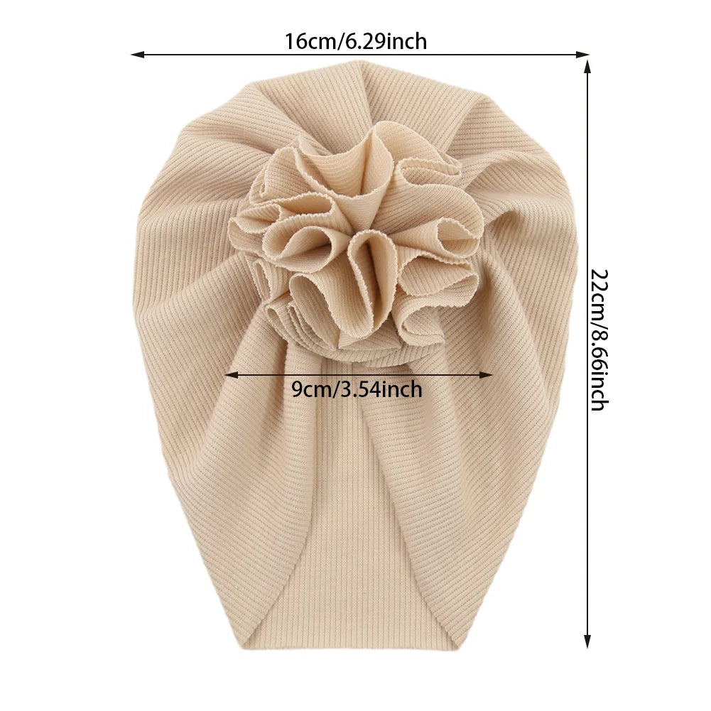Multi Colors Baby Floral Turban Cotton Ribbed Blossom Baby Turban Stay Well High Stretch Spring and Autumn