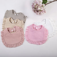 Ruffled Solid Color Soft Breathable Comfortable Cotton Muslin Baby Frilly Bibs Saliva Burp Cloth Baby Bandana Drool Cloth