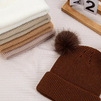 Kids Double Pom Pom Knit Beanie — Warm, 3–10Y