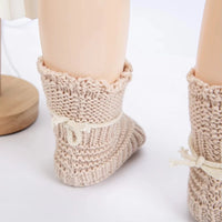 Newborn Winter Knit Booties — Soft Cotton, 0–12M