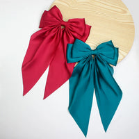 Oversized Silk Ribbon Butterfly Hair Clips for Women – Long Tail Bow Barrettes (40cm)