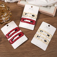 PU Leather Dripping Oil BB Hair Clips for Women – Rectangle Side Bangs Hairpins (2-Pack)