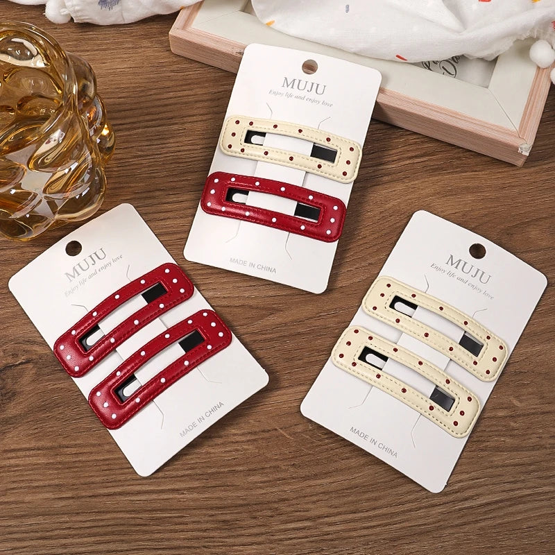 PU Leather Dripping Oil BB Hair Clips for Women – Rectangle Side Bangs Hairpins (2-Pack)