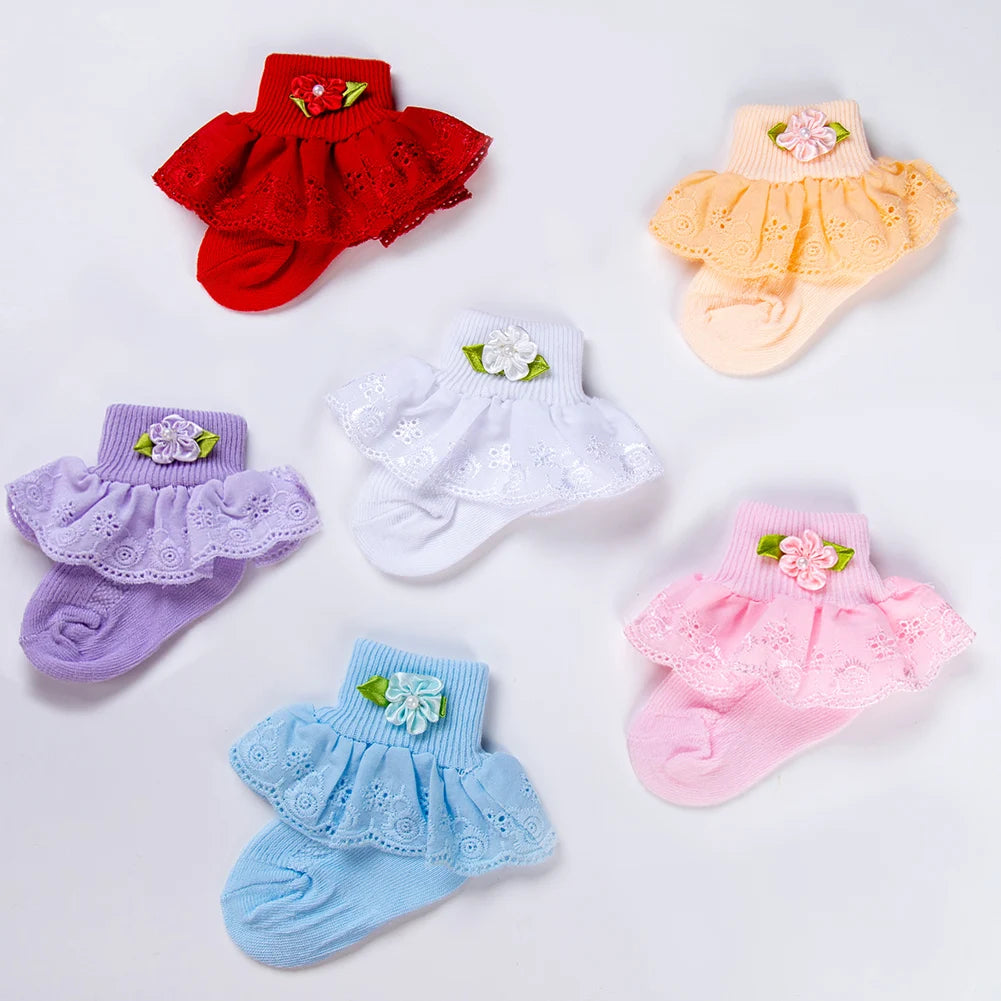 Baby Lace Floral Socks Candy Color Cotton Newborn Baby Socks Super Soft Custom Baby Socks Wholesale