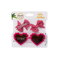 2025 New 3-Piece Photography Accessories Sweet Solid Resin Glasses Ribbon Hair Clip Set with Heart Shaped Sunglasses