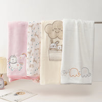 Unicorn & Elephant Embroidery Baby Swaddle Blanket — Cotton