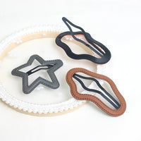 Korean Cloud & Star Snap Hair Clips – PU Leather Hairpins for Women (2-Piece Set)