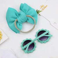 UV400 Daisy Sunglasses Set Kids Unisex Baby Beach Photo Accessories White Red Heart Style Frames Fashion Bow Hairband Glasses