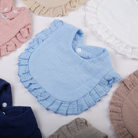 Ruffled Solid Color Soft Breathable Comfortable Cotton Muslin Baby Frilly Bibs Saliva Burp Cloth Baby Bandana Drool Cloth