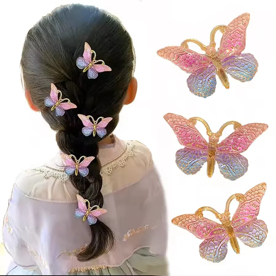 Boutique DIY High Quality Princess Hair Accessories Cute Alloy Hairpins Baby Girl's Sweet Super Fairy Butterfly Hairpin Set