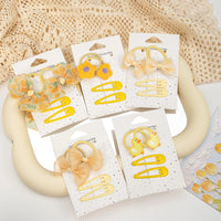 5Sets/Group Simple Sweet Lovely Simple Hair Ties Rubber Band with Drop BB Hair Clips Set Hair Accessories for Kids Girls