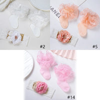 Hot Selling Newborn Floral Photography Props Soft Elastic Hair Band Casual Knitted Pearl Rhinestone Lace Headbands Socks Set