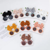 Kids Bear Sunglasses Headbands Sets Beach Waffle Bowknot Hairband Glasses Combination Cute Baby Photography  Accessories