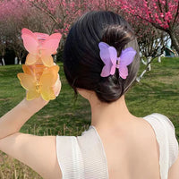 Double Butterfly Gradient Hair Claw Clips for Women – Colour-Change Matte Claws (7cm)